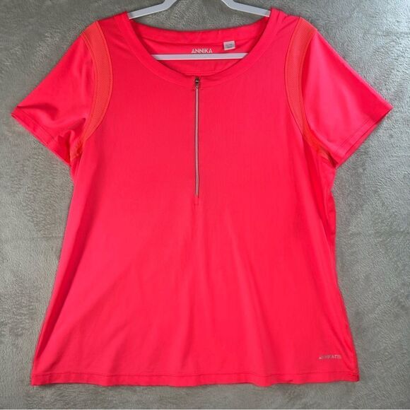 ANNIKA by Cutter & Buck Golf Shirt Round Neck Half‎ Zip Coral Pink Women's XL - Picture 1 of 7